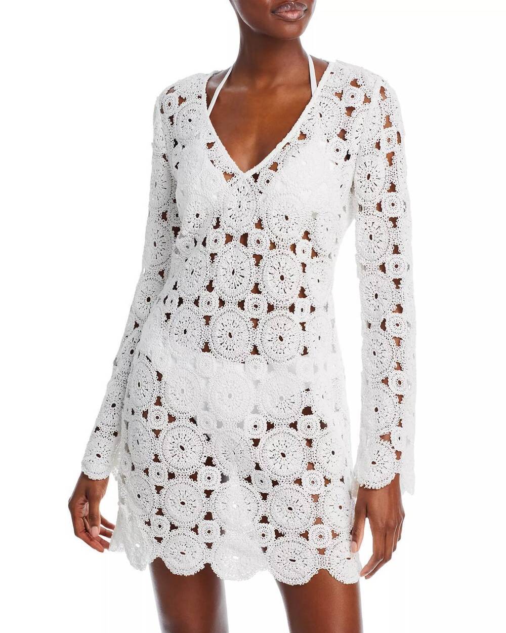 NEW AQUA crochet cover up dress in white